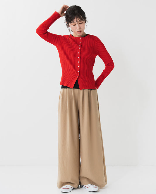 変則リブクルーネックカーディガン