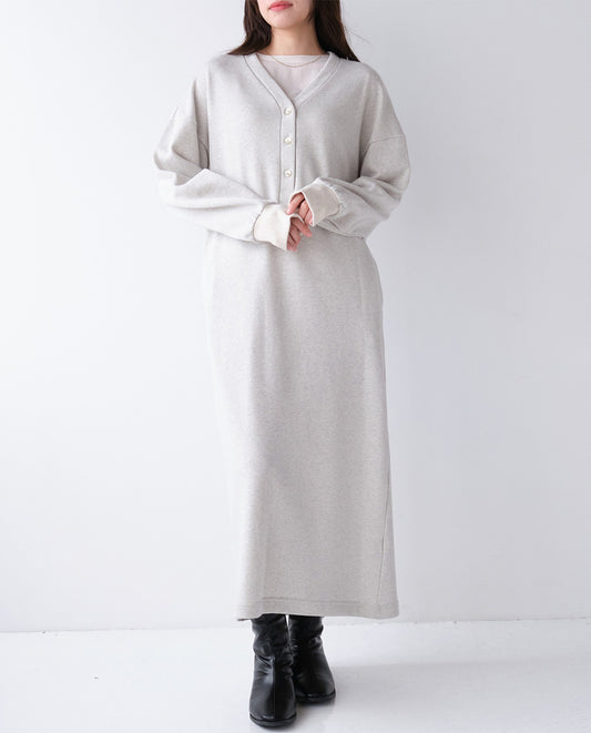 裏起毛Vネックワンピース