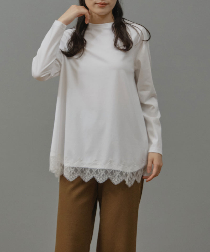 レースヘムロングTシャツ