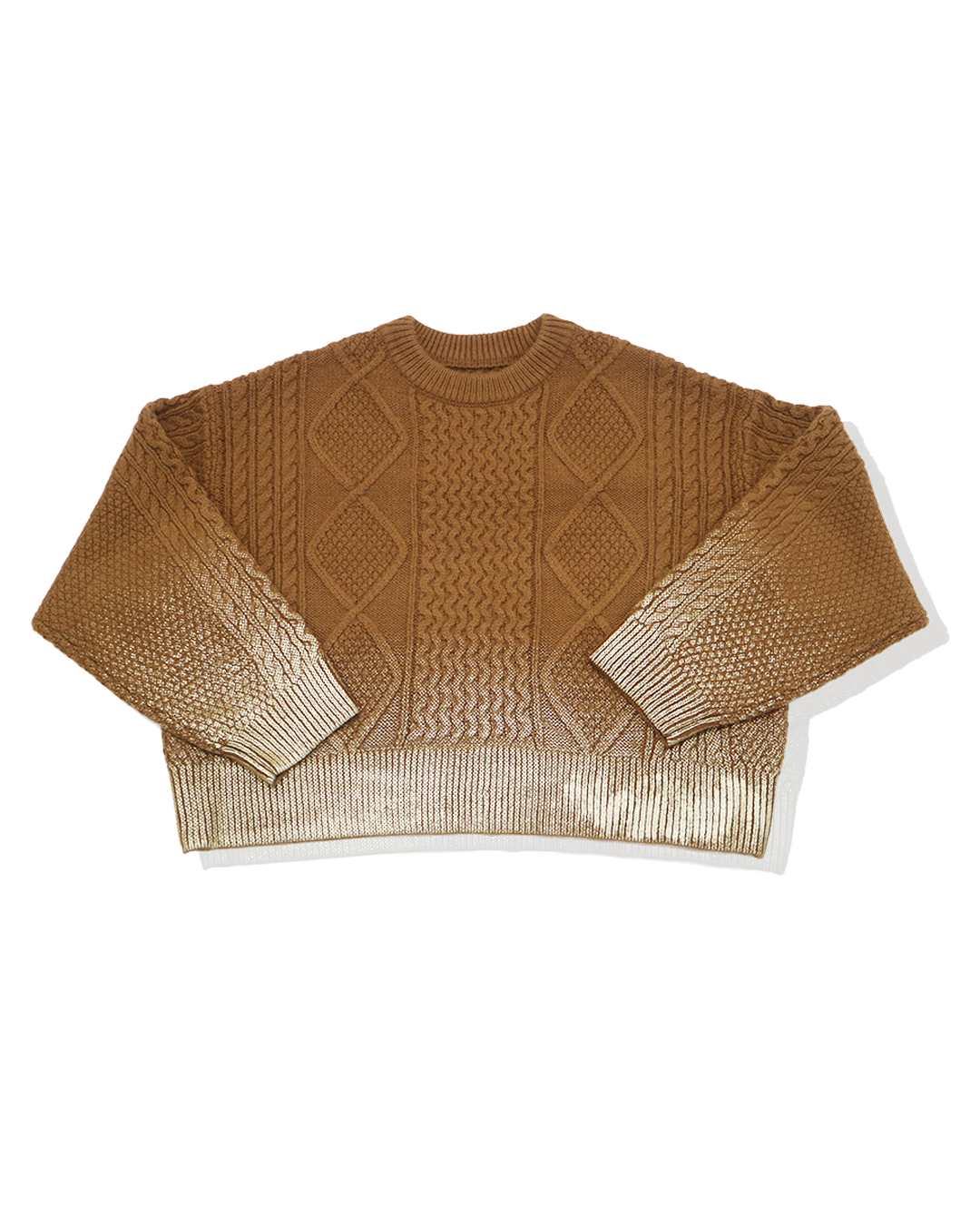 箔プリントゲーブルニット