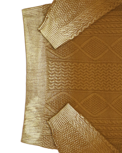 箔プリントゲーブルニット