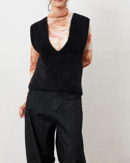 ラメシャギーニットベスト