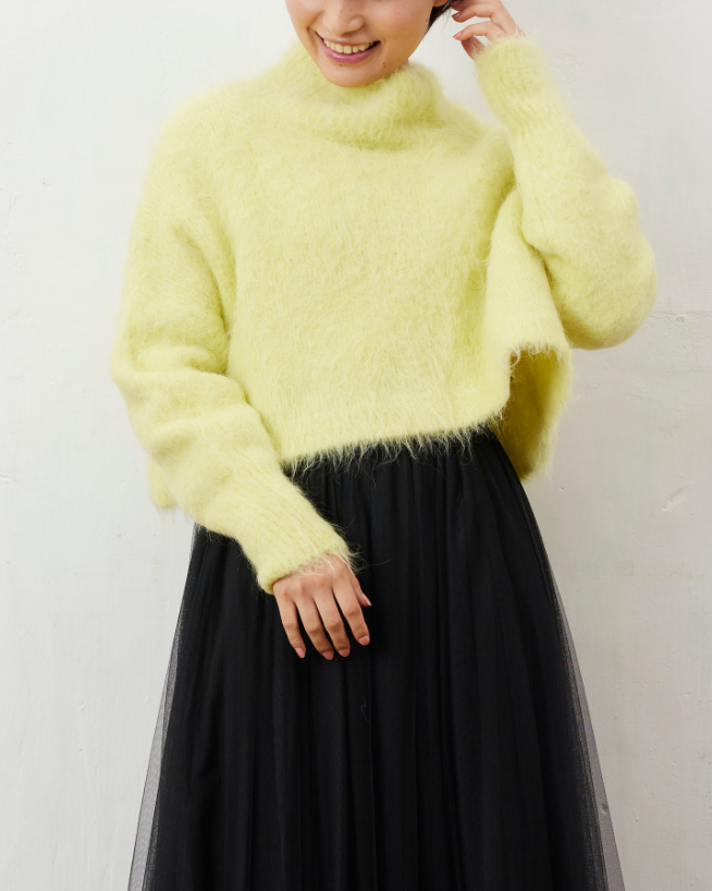 アルパカシャギーショートニット