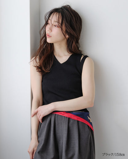 リブスリットＶネックタンクトップ