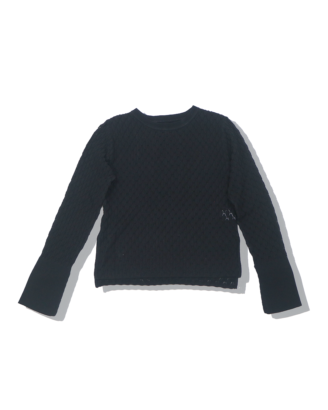 透かし編み袖スリットプルオーバー