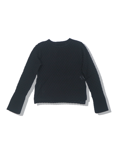 透かし編み袖スリットプルオーバー