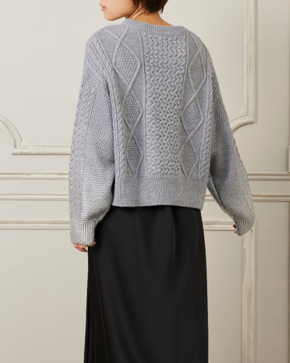 箔プリントゲーブルニット