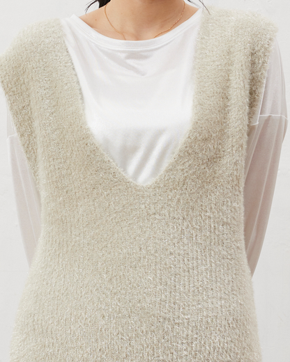 ラメシャギーニットベスト