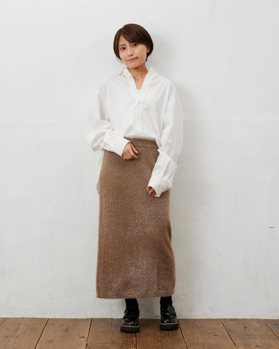 ラメシャギーニットスカート