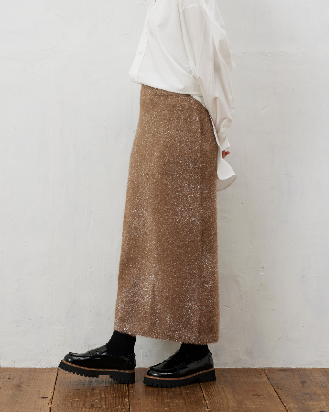 ラメシャギーニットスカート