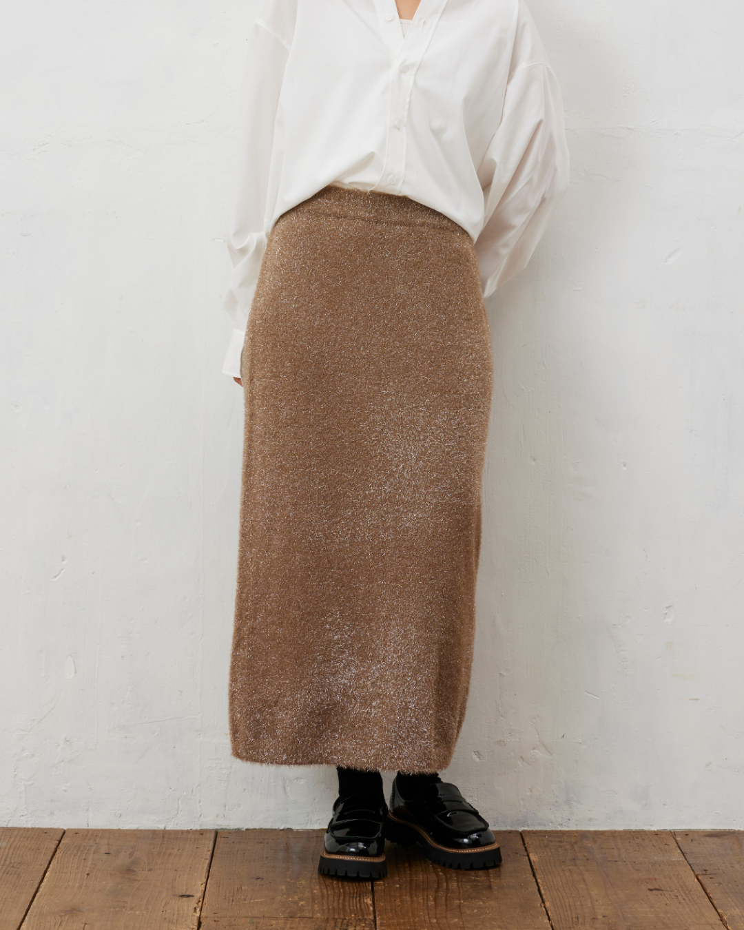 ラメシャギーニットスカート