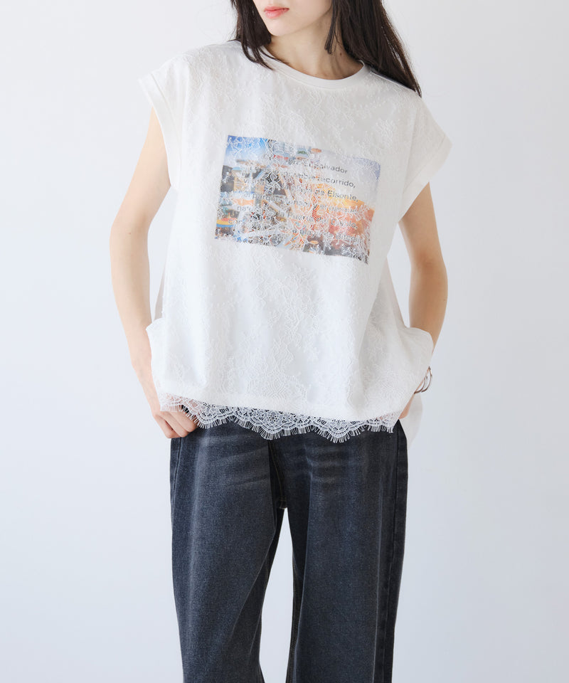 レースフォトフレンチTシャツ