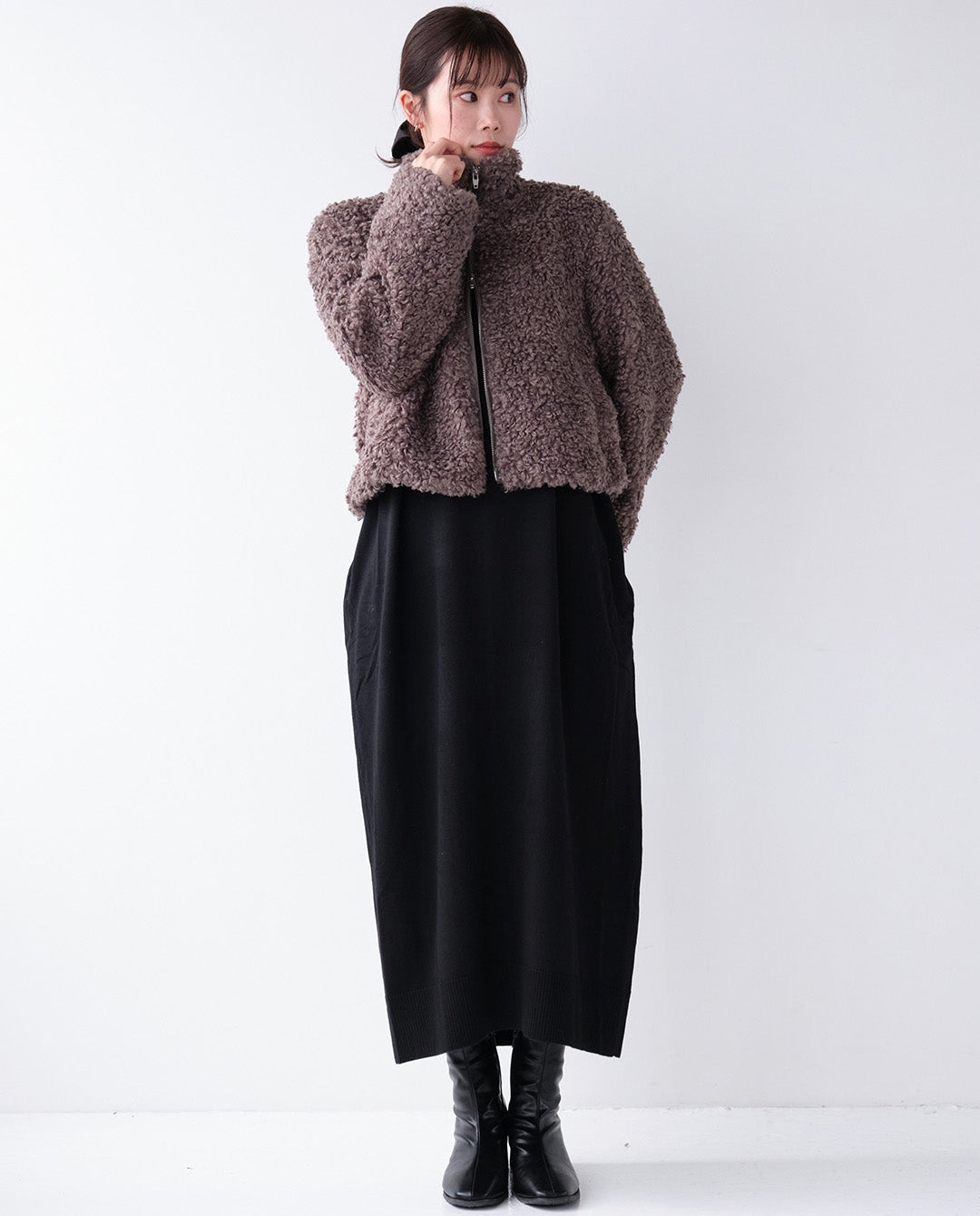 ループファーショートブルゾン