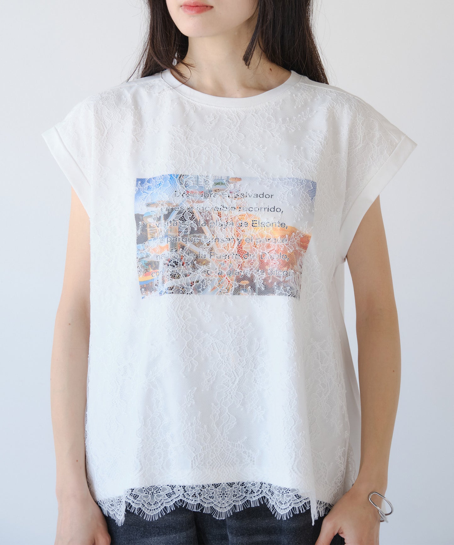 レースフォトフレンチTシャツ