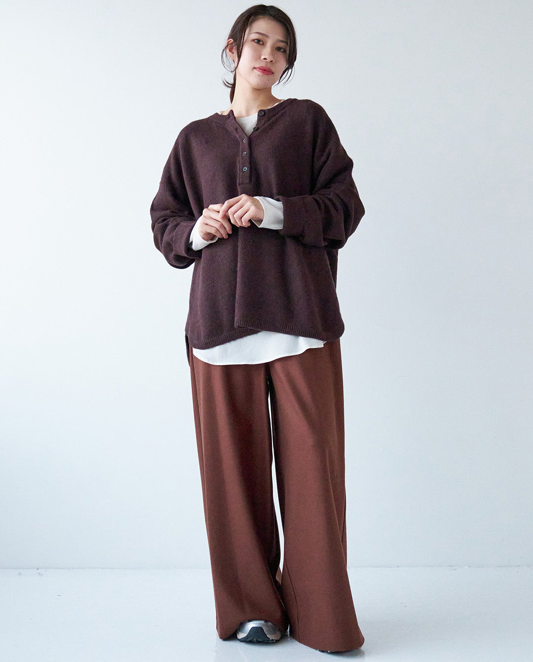 両面起毛イージーワイドパンツ