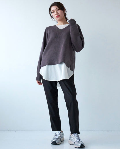 ダブルフェイスVネックニット