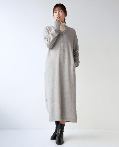 裏起毛Vネックワンピース