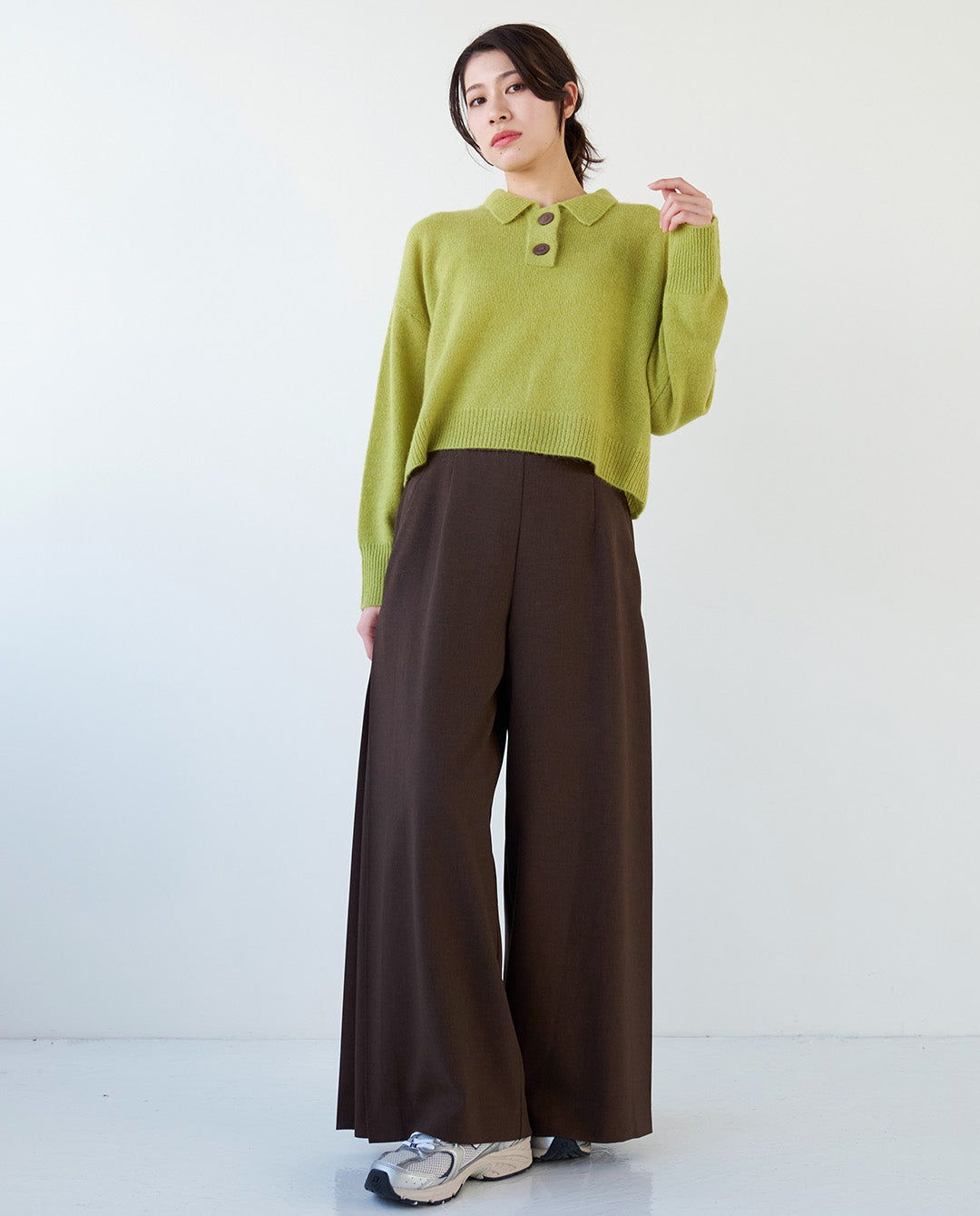 サイドプリーツワイドパンツ