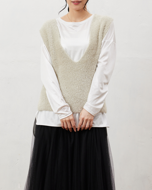 ラメシャギーニットベスト