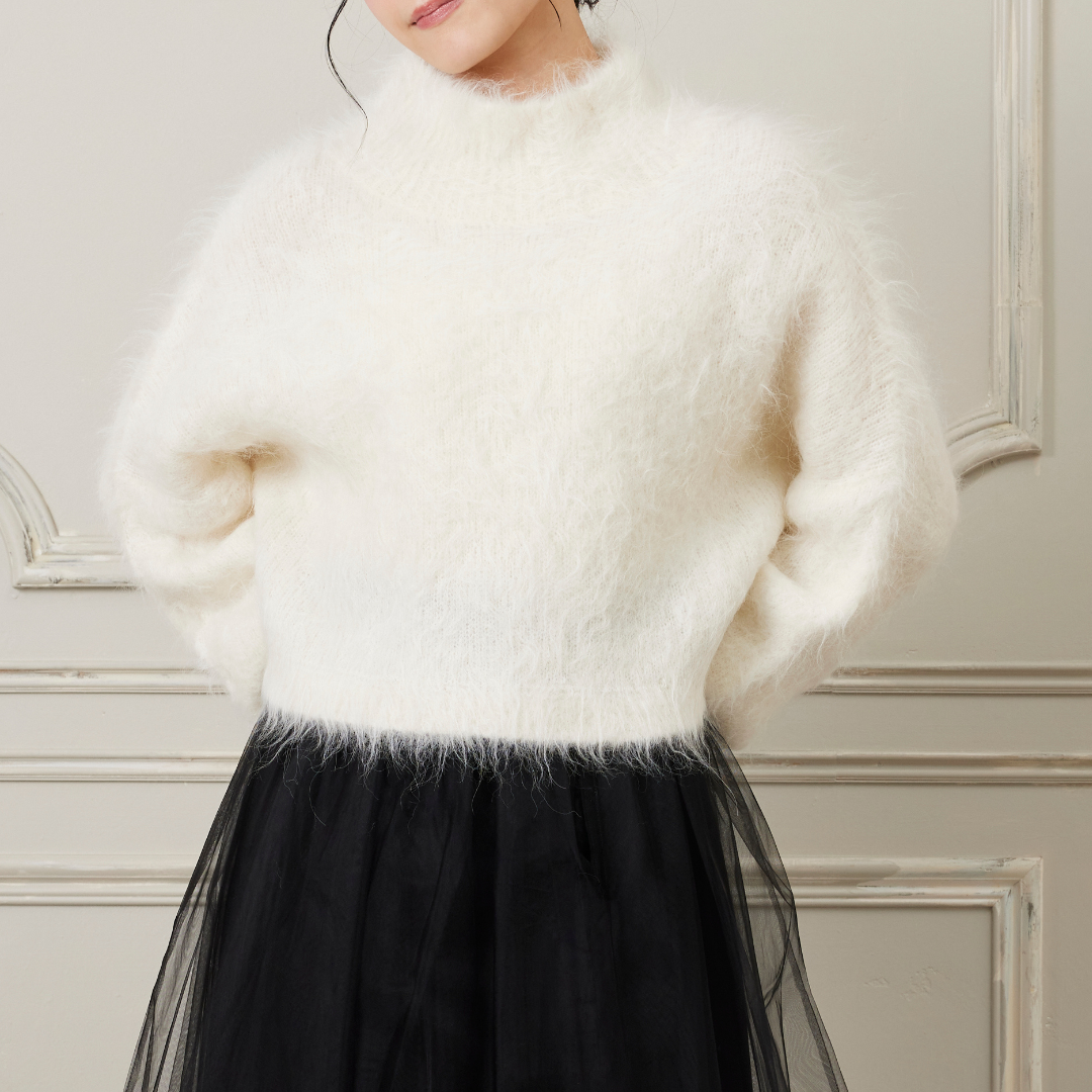 アルパカシャギーショートニット