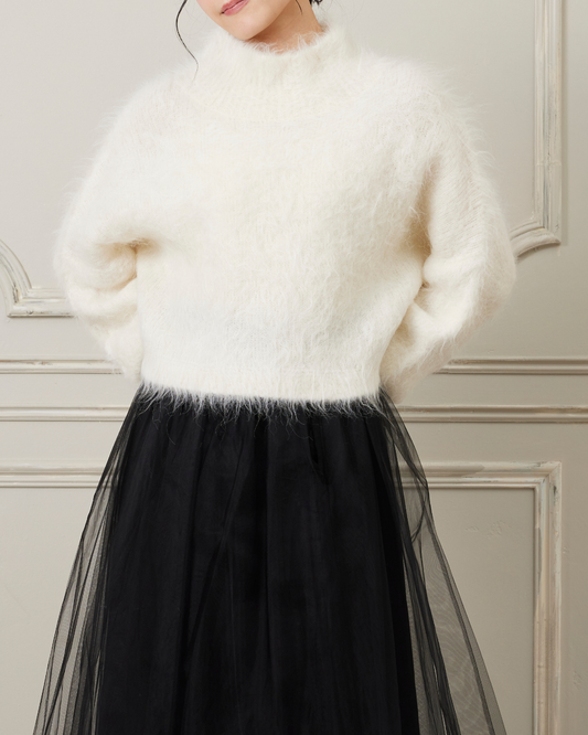 アルパカシャギーショートニット