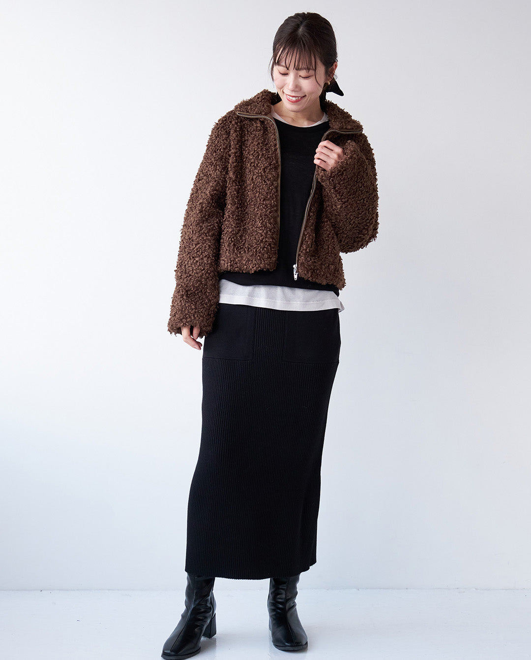 ループファーショートブルゾン