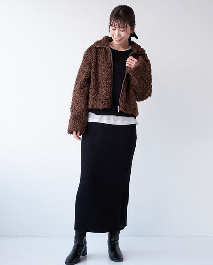 ループファーショートブルゾン