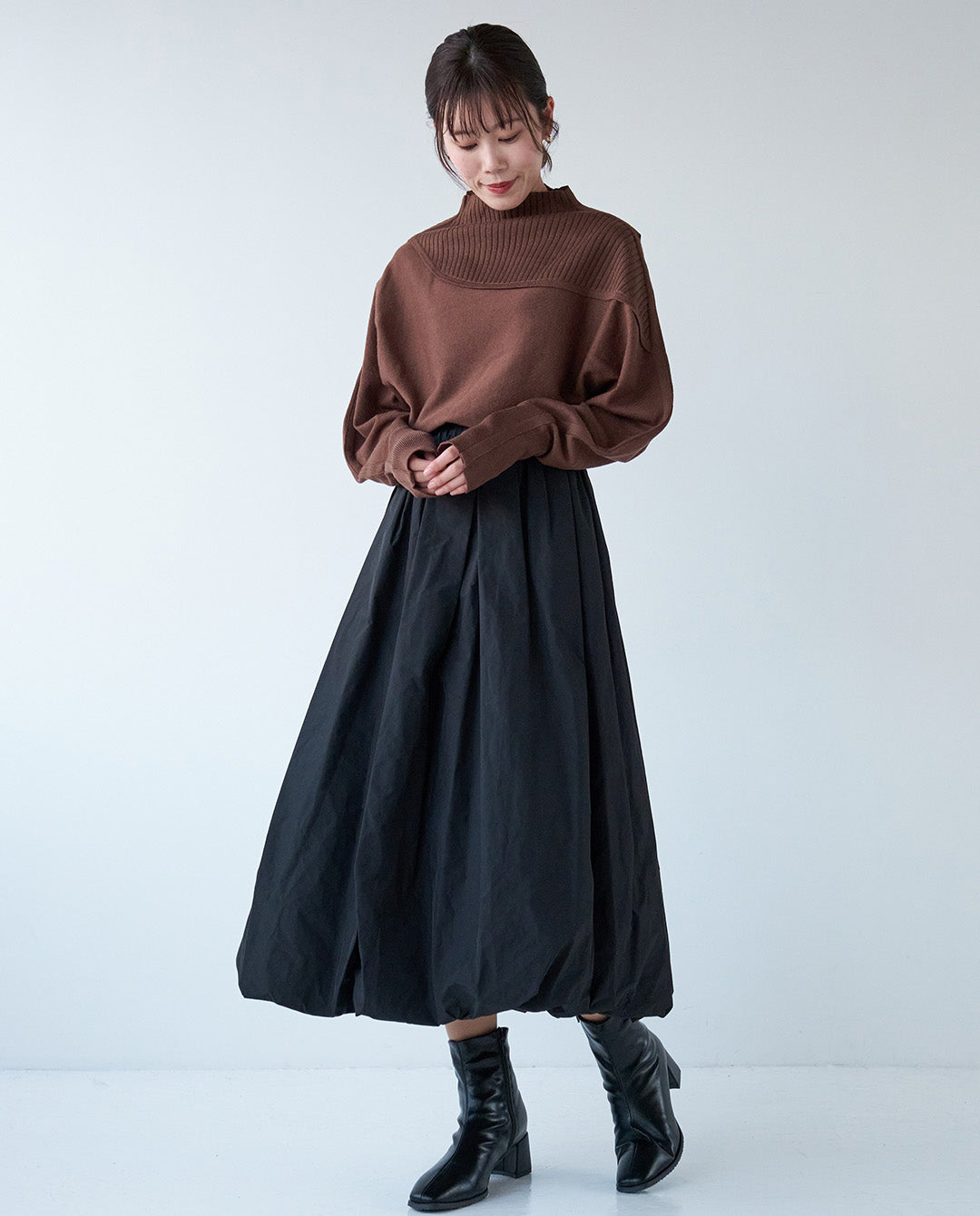 リブ切り替えニット