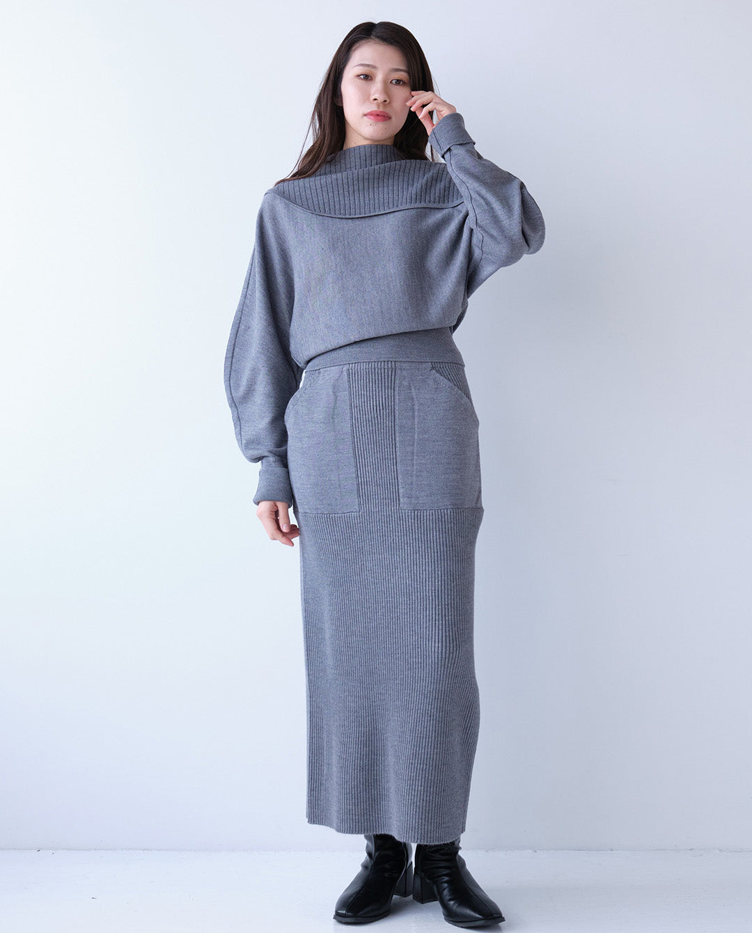 リブニットスカート