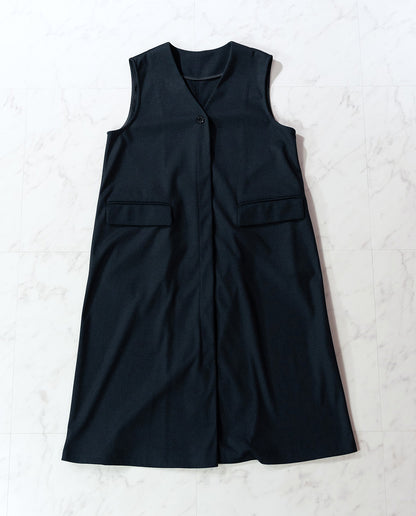 ウールライクVネックロングジレ