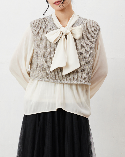 ラメリリーニットベスト