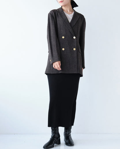 エステルストレッチダブルテーラードジャケット