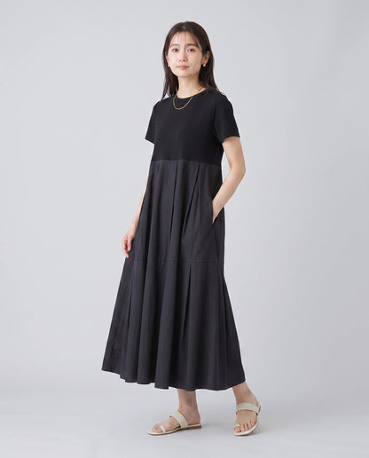異素材タックワンピース