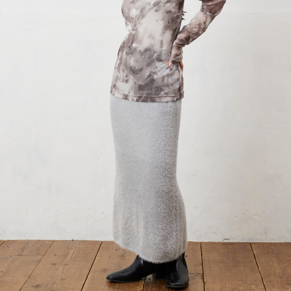 ラメシャギーニットスカート