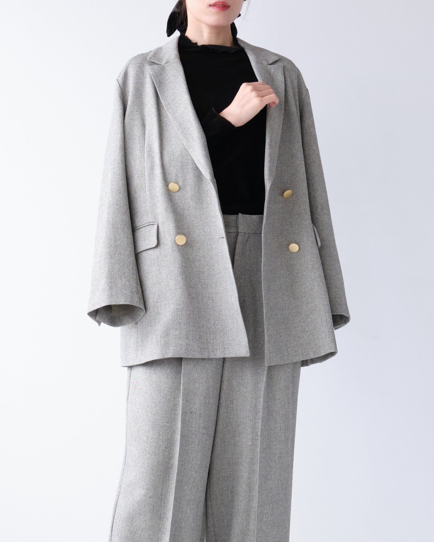 エステルストレッチダブルテーラードジャケット