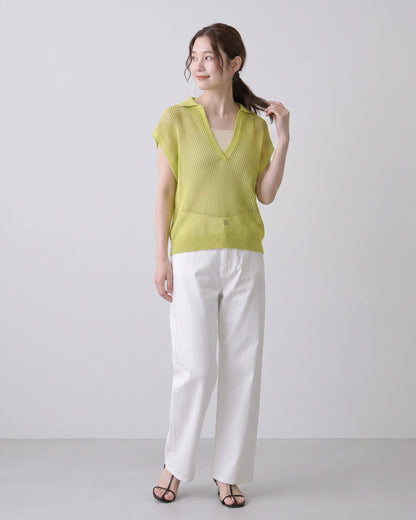 襟付きラメメッシュベスト