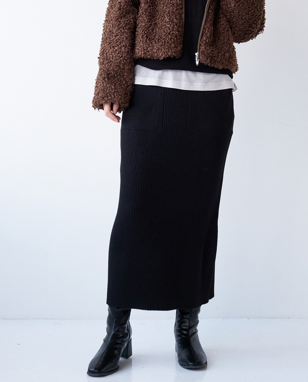 リブニットスカート