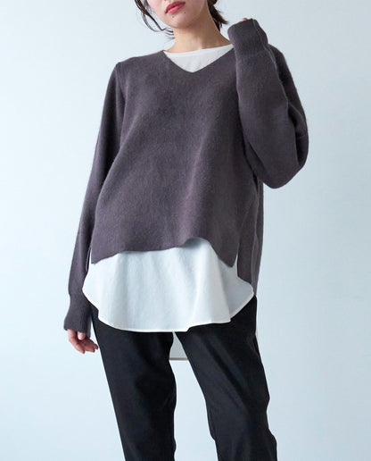 ダブルフェイスVネックニット