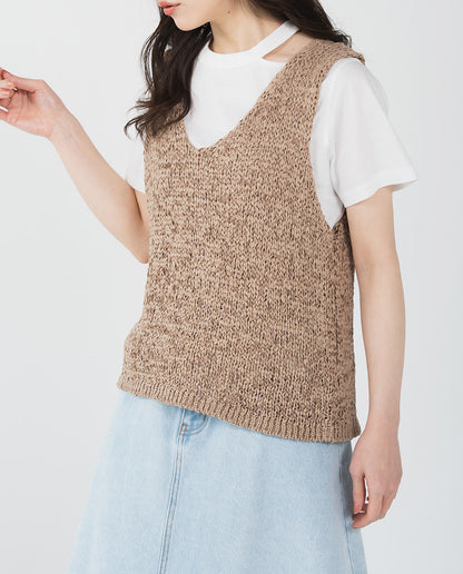 手編み風ざっくりニットベスト