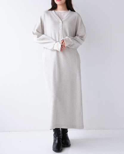 裏起毛Vネックワンピース