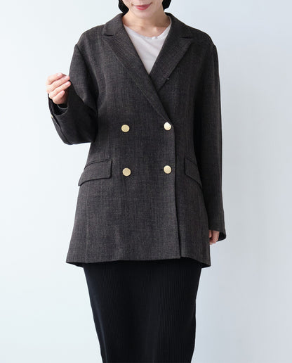 エステルストレッチダブルテーラードジャケット