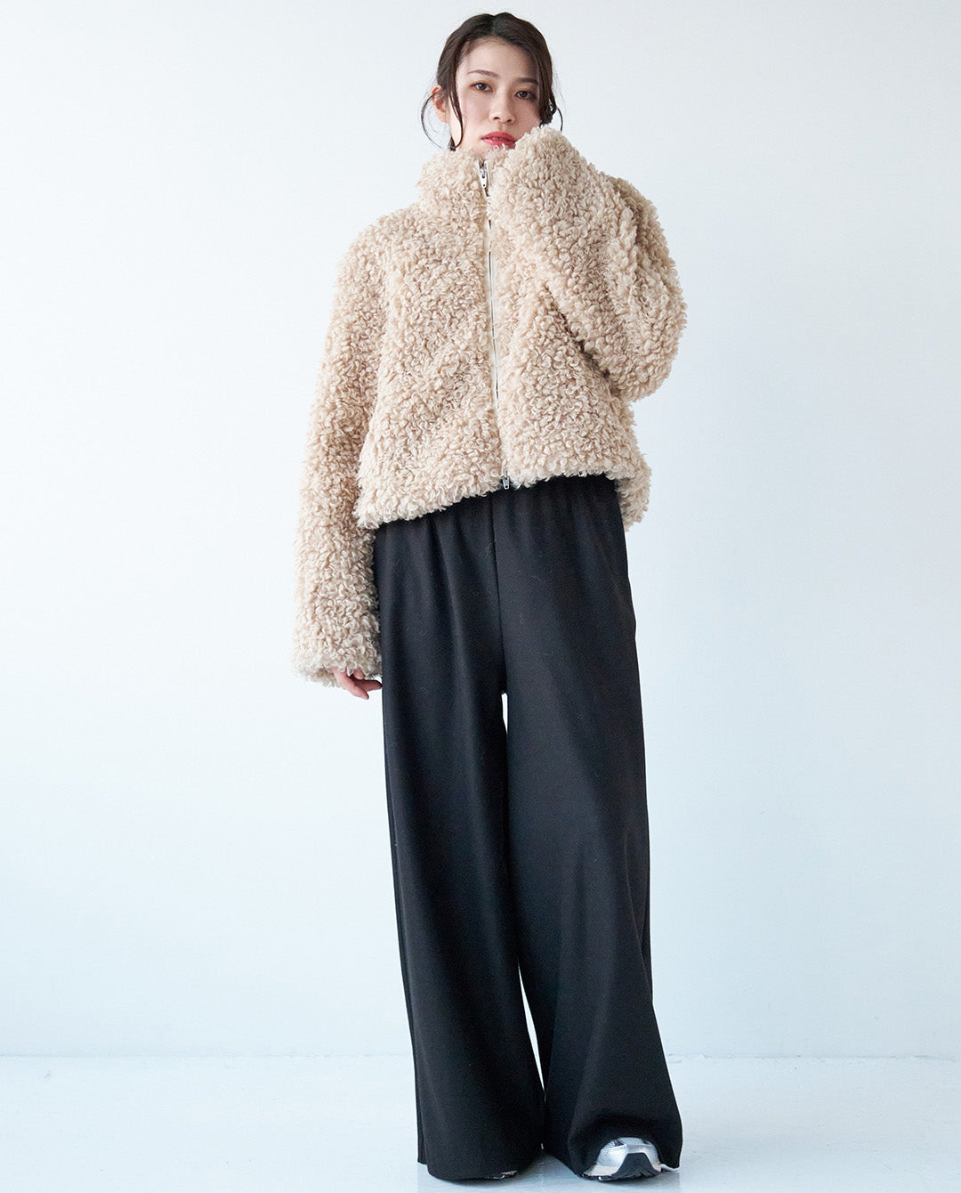 両面起毛イージーワイドパンツ