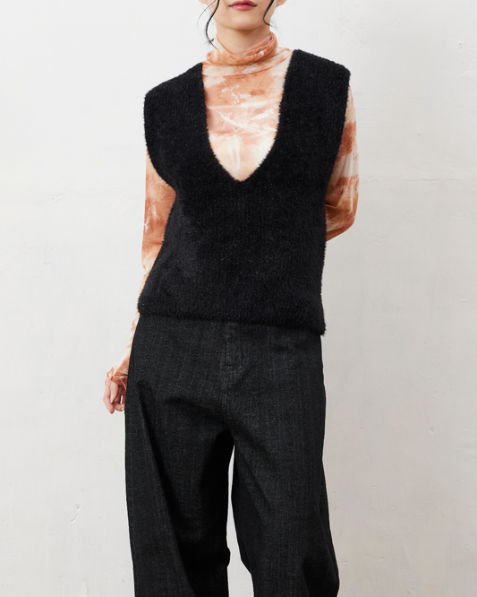 ラメシャギーニットベスト