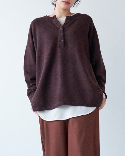 ヘンリーネックニットプルオーバー