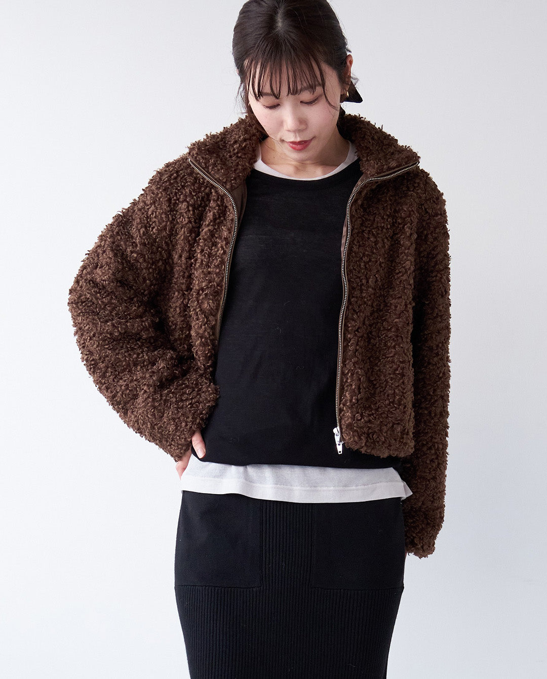ループファーショートブルゾン