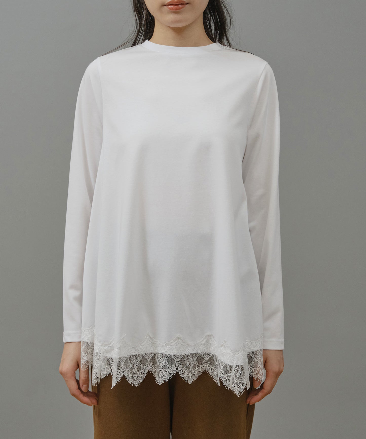 レースヘムロングTシャツ