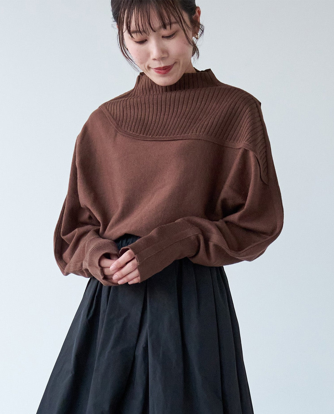 リブ切り替えニット