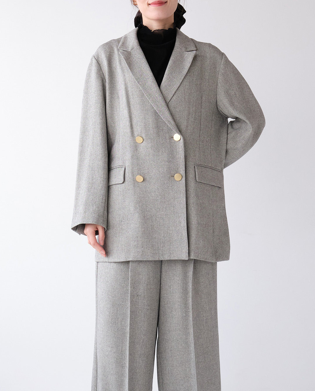 エステルストレッチダブルテーラードジャケット