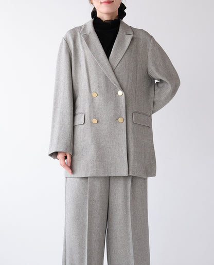 エステルストレッチダブルテーラードジャケット