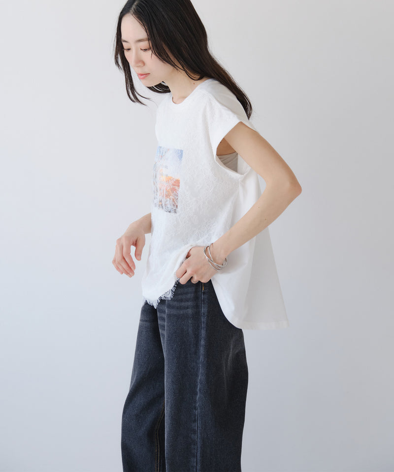 レースフォトフレンチTシャツ